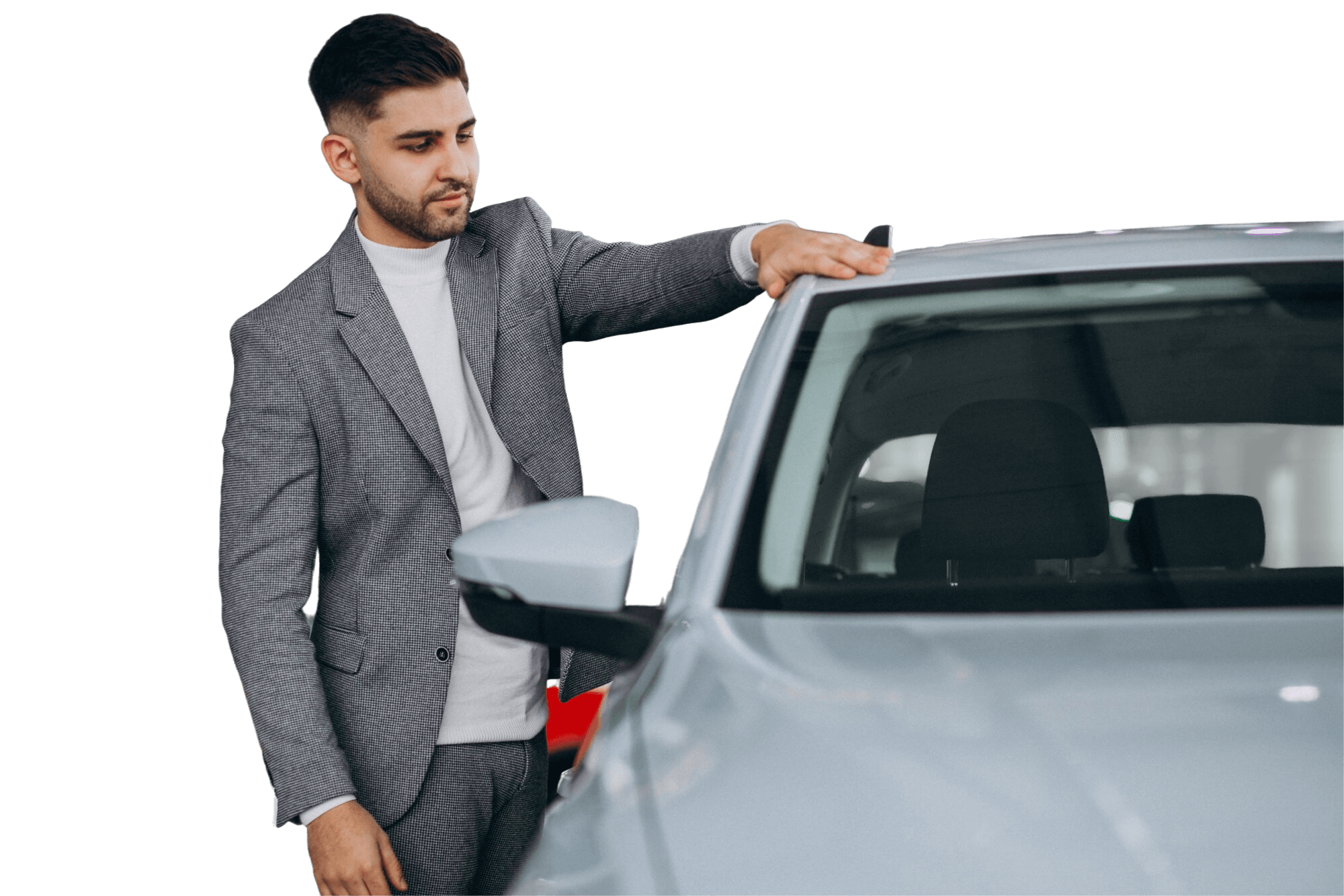 Man collecting his luggage beside a vehicle